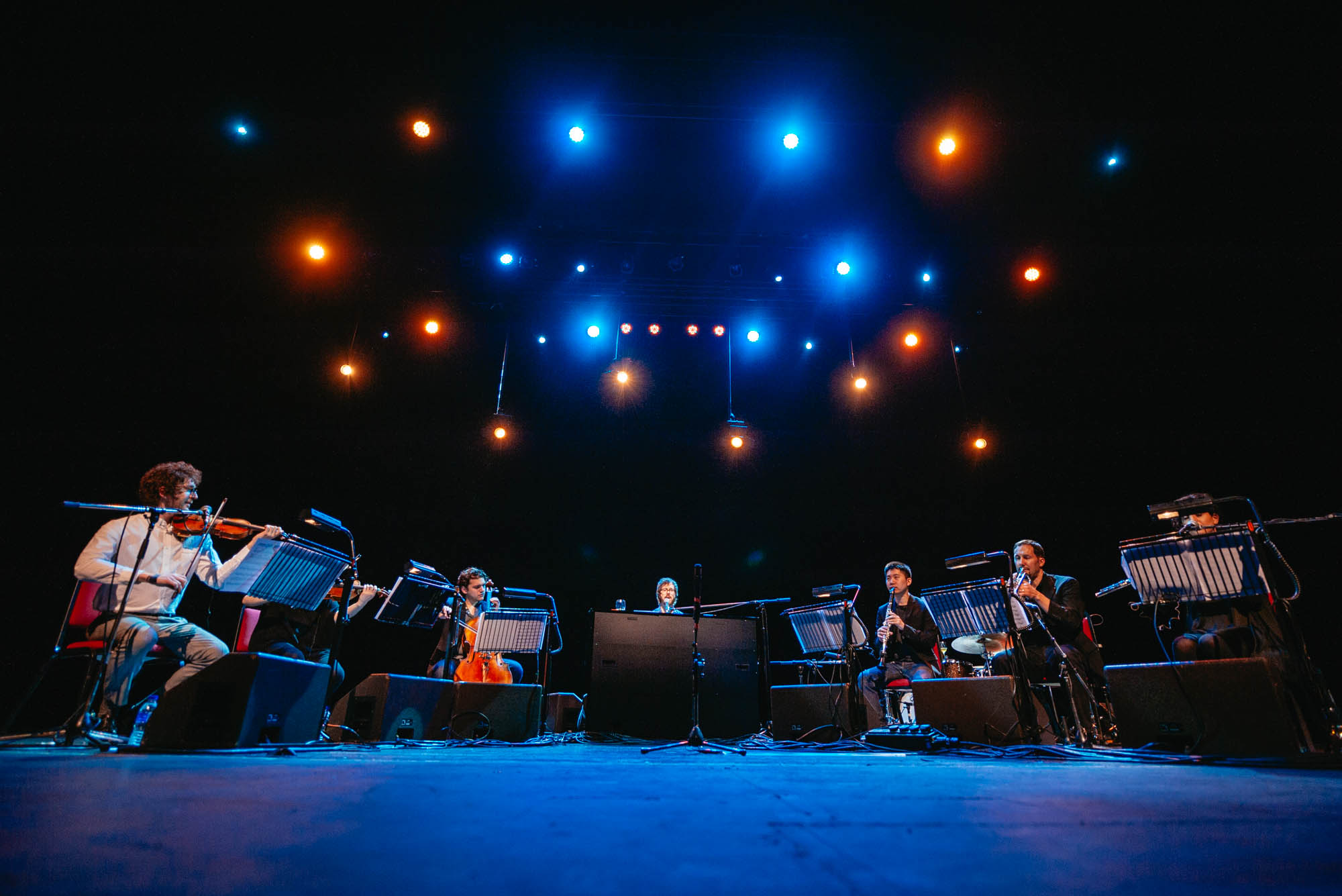 A photo of Ben Folds Behind a Piano at the wales millennum centre Cardiff in Wales