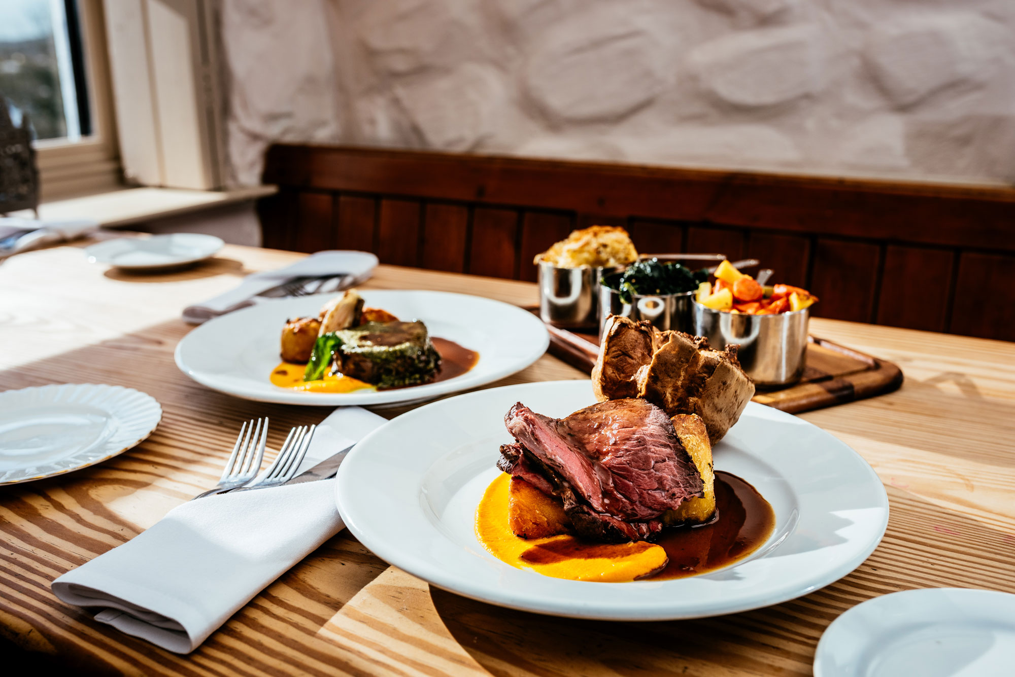 Food photography of a sunday roast in cardiff